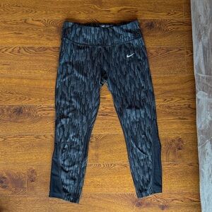 Nike Black and Gray Striped Leggings